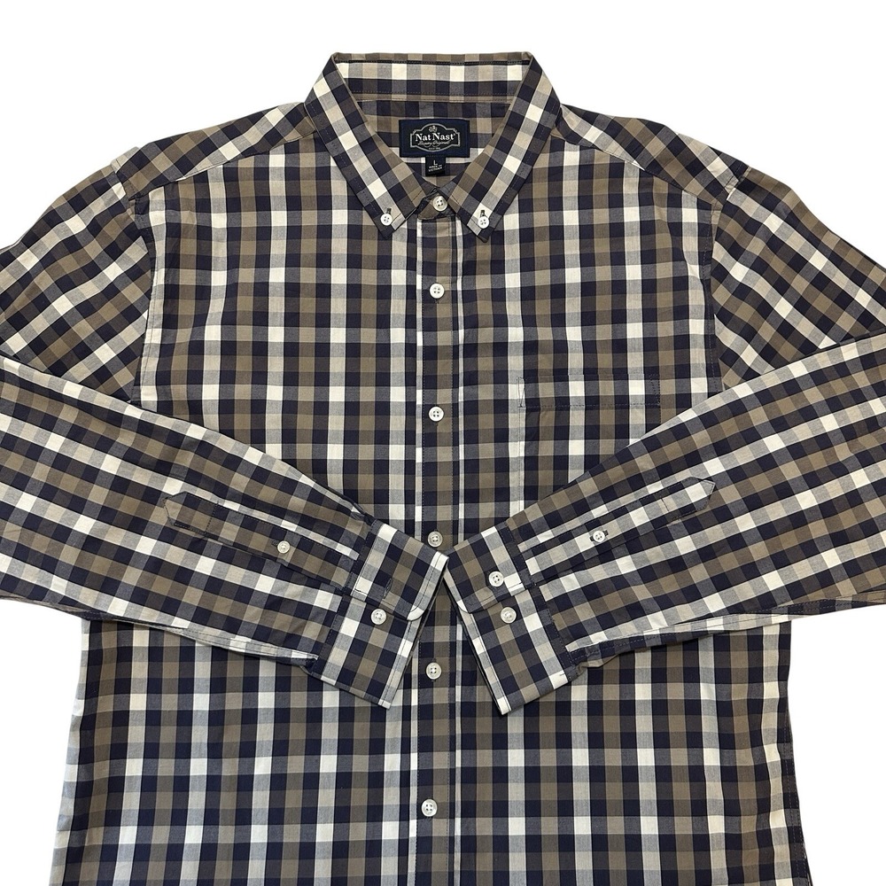 Nat Nast Mens Plaid Button‎ Down Long Sleeve Shirt, Collared
